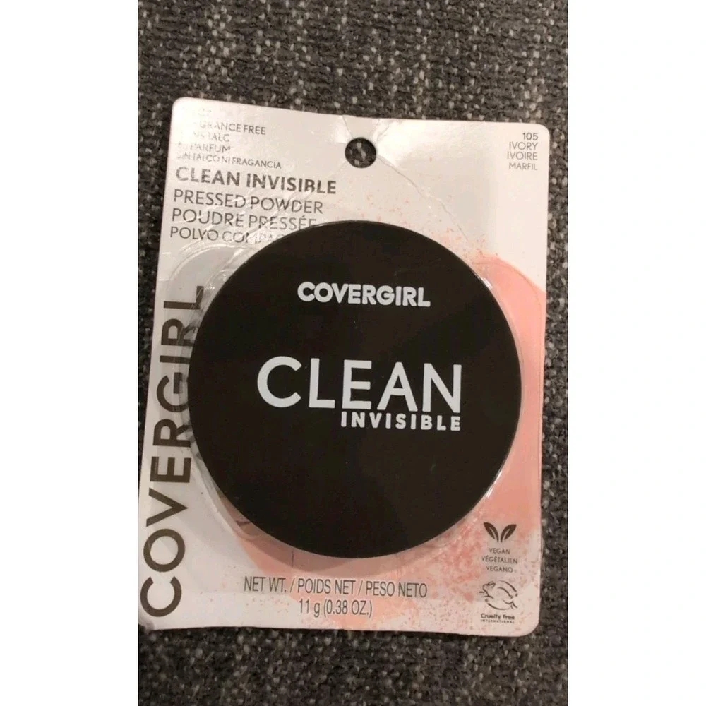 Covergirl Clean Invisible Pressed Powder Lightweight Breathable Vegan 105 Ivory